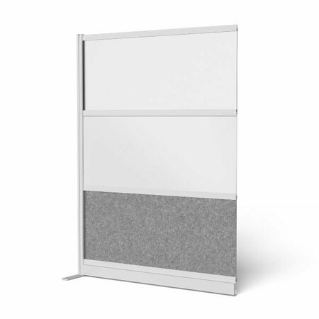 LUXOR Modular Wall Room Divider System - Silver Frame - 53in. x 70in. Add-On Wall - Wide Paneling MW-5370-XWCGWG